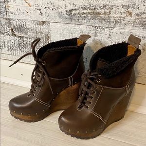 See by Chloe Shearling Cuff Lace-Up Booties